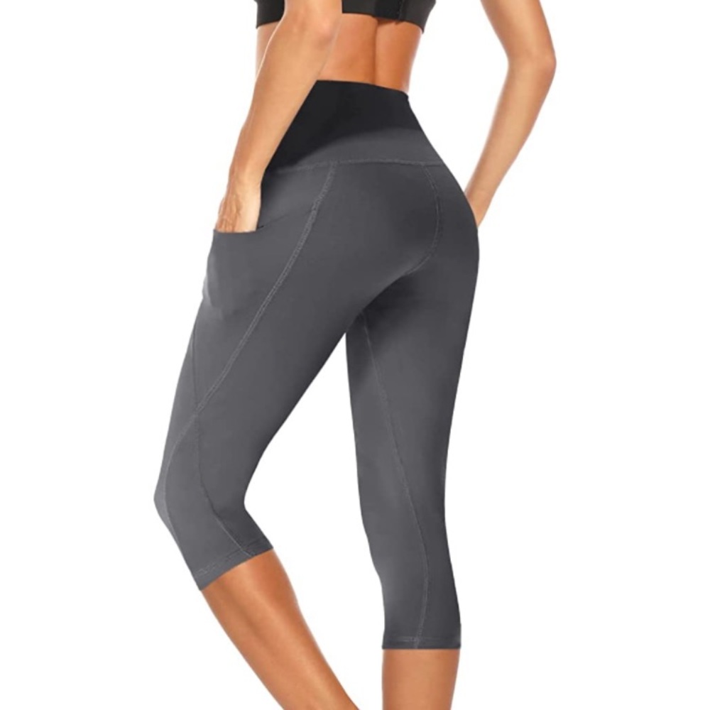 NWT Highdays Women’s Capri Leggings with Pockets-Grey - Picture 2 of 5